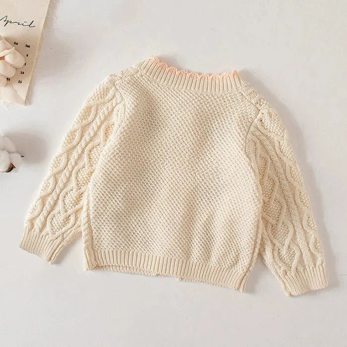 Winter Spring Baby Knitted Clothing Long Sleeved Floral Embroidery Knitting Coat Newborn Baby Girls Knitting Cardigan Sweater (Available) - Mom & Kids
