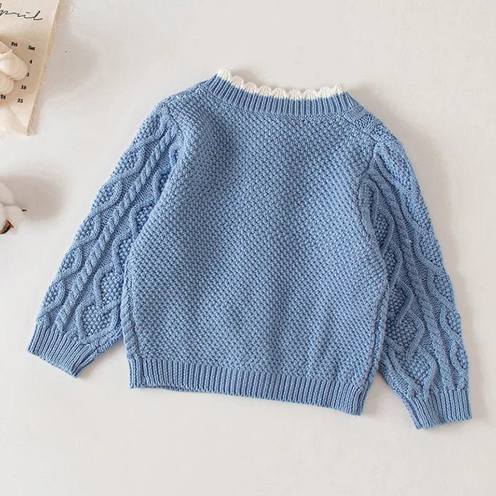 Winter Spring Baby Knitted Clothing Long Sleeved Floral Embroidery Knitting Coat Newborn Baby Girls Knitting Cardigan Sweater (Available) - Mom & Kids