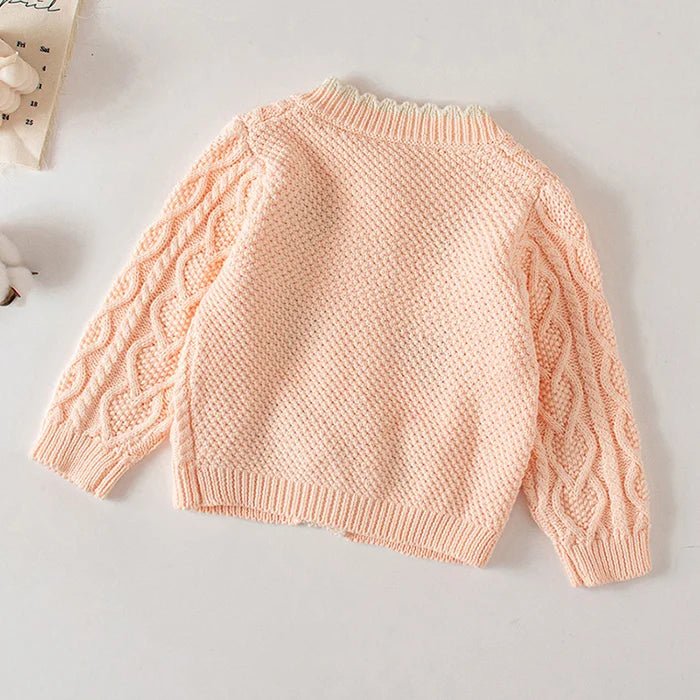 Winter Spring Baby Knitted Clothing Long Sleeved Floral Embroidery Knitting Coat Newborn Baby Girls Knitting Cardigan Sweater (Available) - Mom & Kids