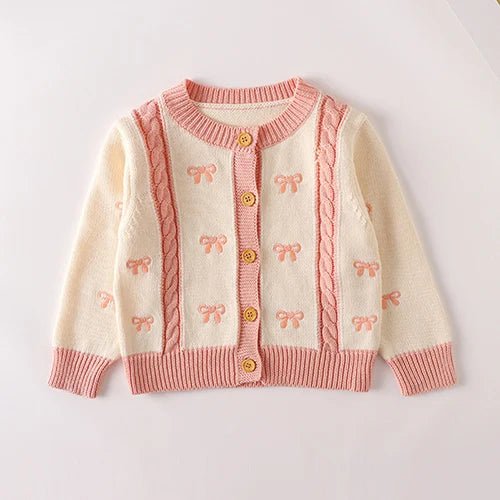 Winter Spring Baby Knitted Clothing Long Sleeved Floral Embroidery Knitting Coat Newborn Baby Girls Knitting Cardigan Sweater (Available) - Mom & Kids