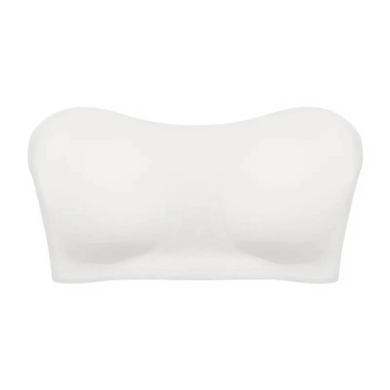 Women's strapless wireless bra with cross side buckle and anti-slip seamless design for everyday comfort